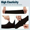 Black high elasticity arm guards shown being worn by hands.