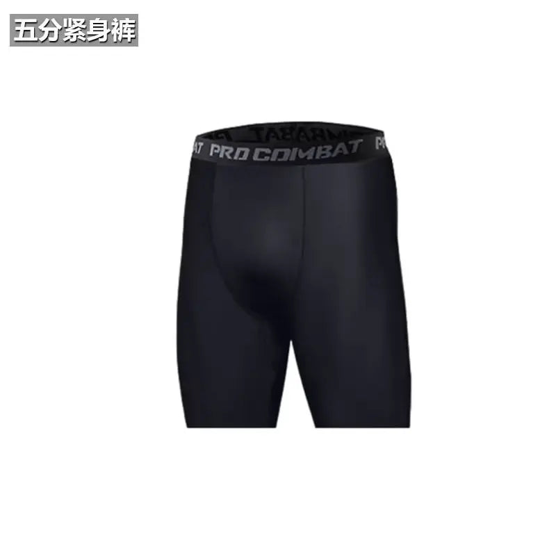 Black men's compression leggings designed for athletic training.