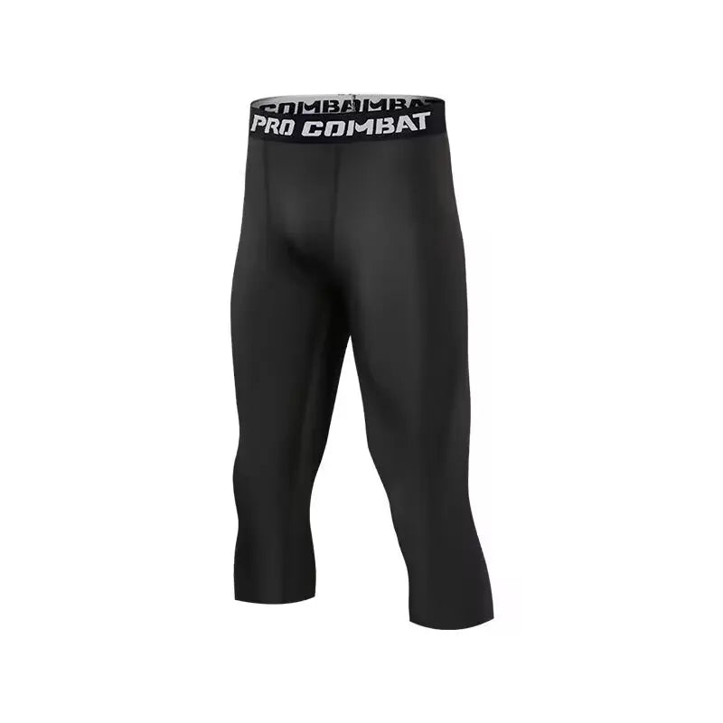 Black combat compression leggings for athletic training