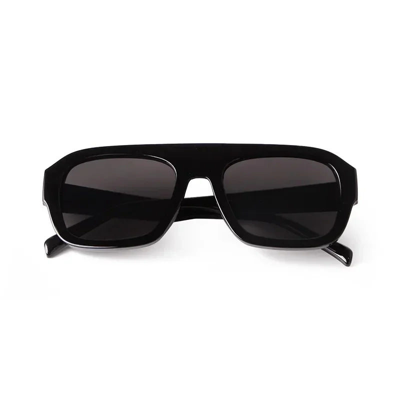 Black vintage oversized square sunglasses with tortoiseshell accents