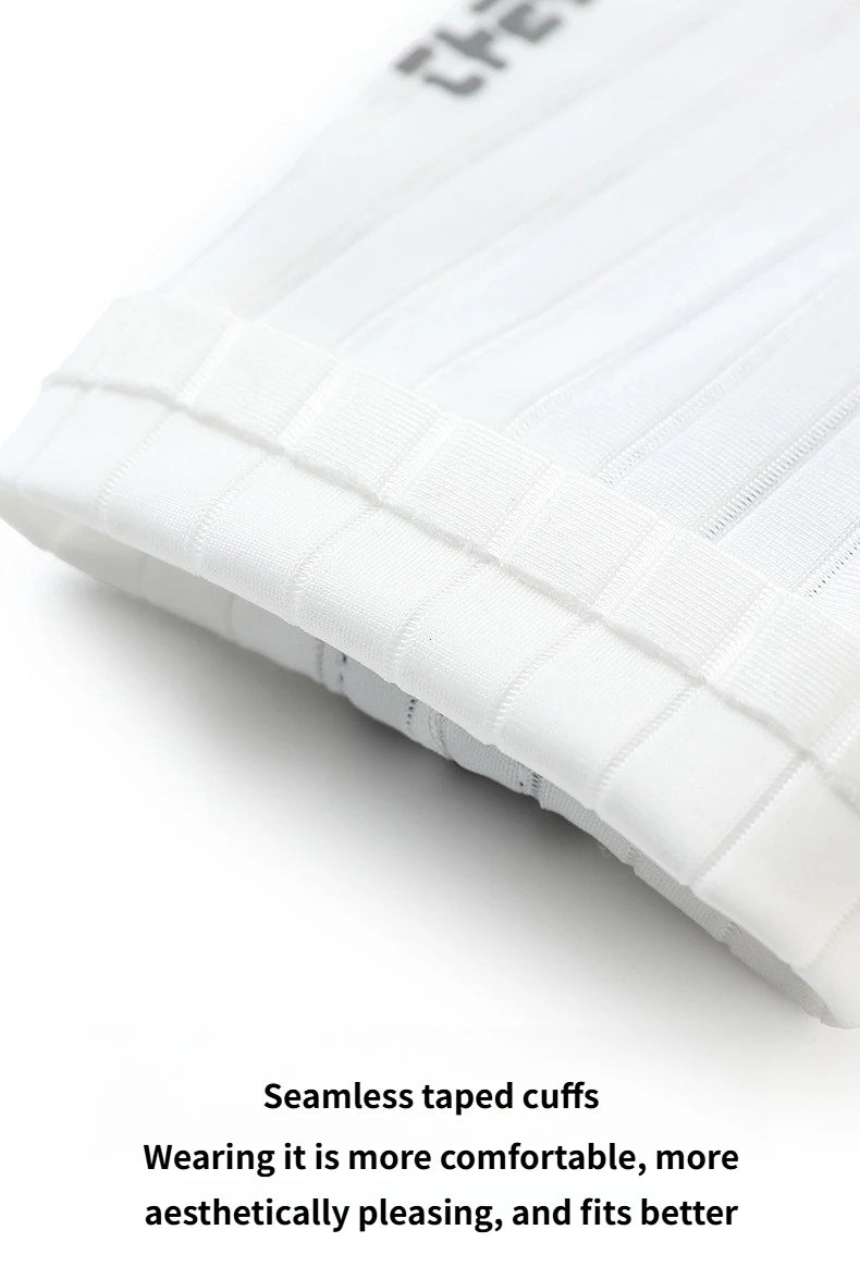Close-up of white seamless taped cycling cuffs for summer riding gloves