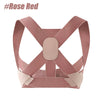 A pink posture corrector back brace designed for spine and shoulder support.