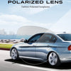 A silver car is shown with a polarized lens effect, demonstrating fashion polarized sunglasses.