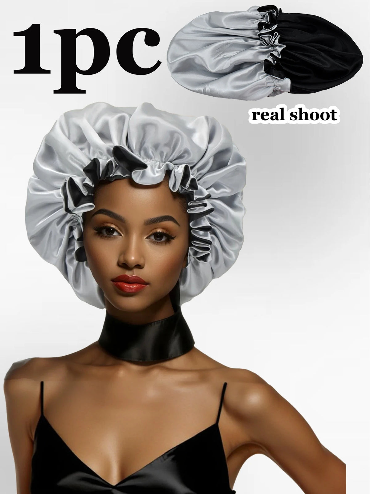 Reversible Satin Sleep Cap with Adjustable Fit