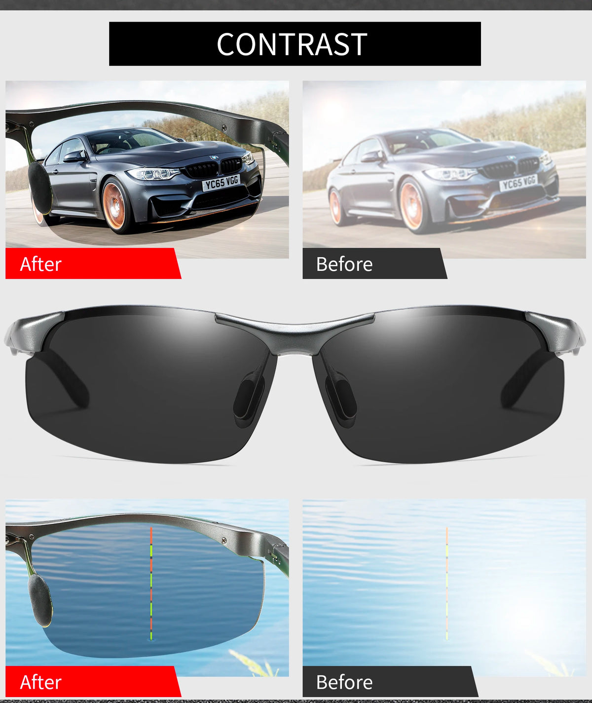 Rimless Polarized Sunglasses for Men | Lightweight Aluminum-Magnesium Frame with UV400 Protection