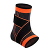 Black and orange ankle compression brace with a knitted texture for foot and arch support