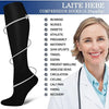 Black compression socks for running, nurses, diabetic patients, pregnancy, and to prevent swelling.