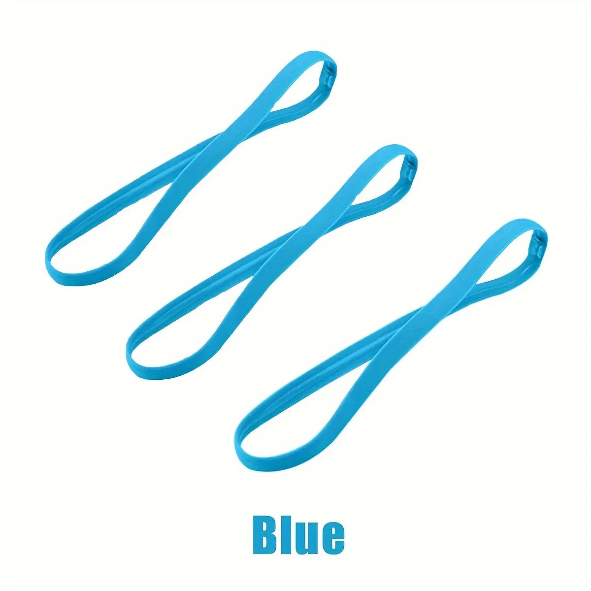 A set of light blue silicone hair ties for sports or sweat absorption.