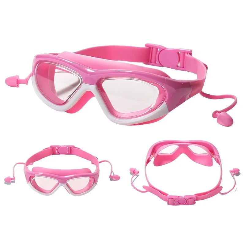 Kids Swim Goggles with Anti-Fog Lenses and Silicone Earplugs