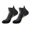 A pair of black breathable anti-blister running socks shown from the side.