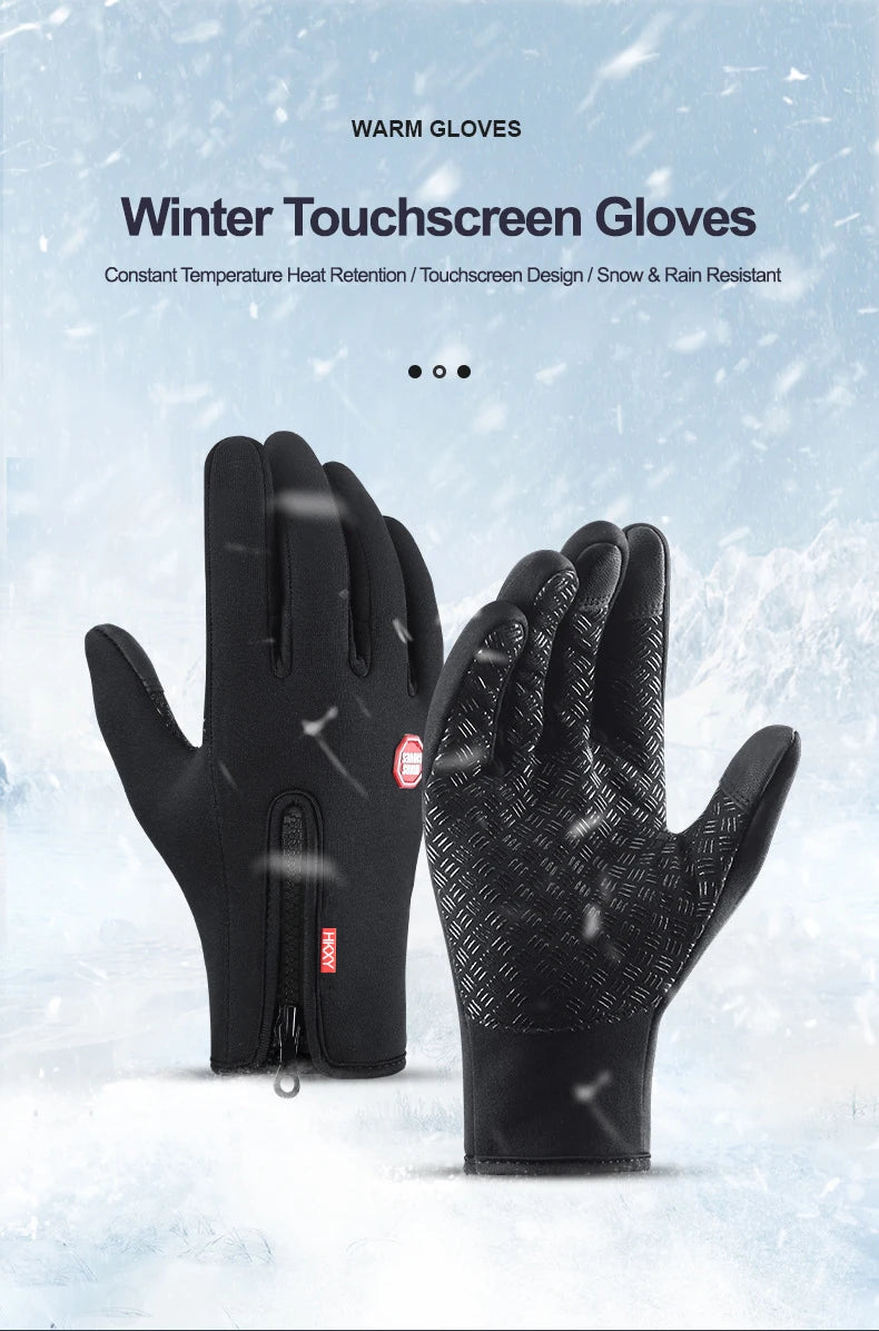 Touchscreen Warm Winter Gloves with Zipper Closure