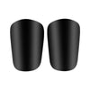 A pair of black mini soccer shin guards for training and protection.
