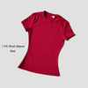 Camiseta roja de manga corta para mujer.