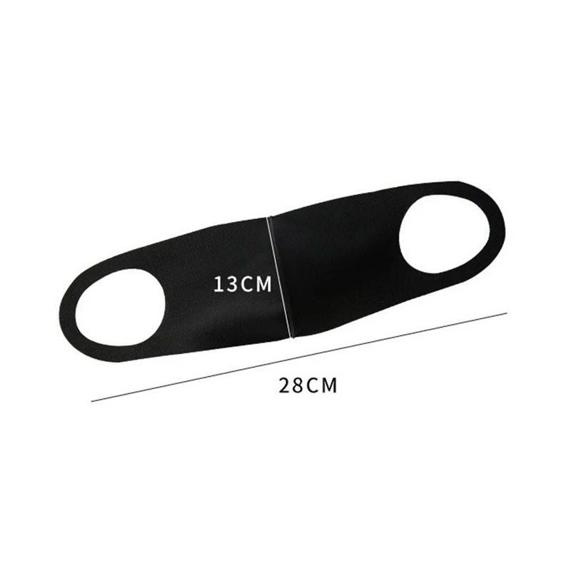 Black UV protection face mask with dimensions 13cm by 28cm