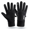 A pair of black thermal fleece touchscreen gloves for winter outdoor sports
