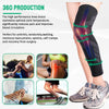 Persona vistiendo manguitos de compresión negros con cobre para soporte y recuperación atlética de la rodilla.