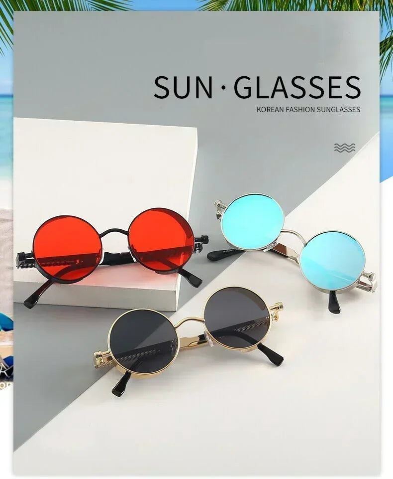 Retro Round Metal Sunglasses with UV400 Protection