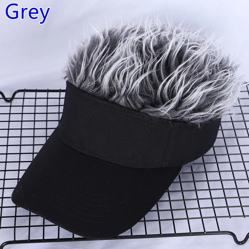 Adjustable Sun Visor with Realistic Hair Strands