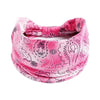 Pinker Boho-Stretch-Elastband, gebunden mit Schleife, mit floralen und Paisley-Mustern