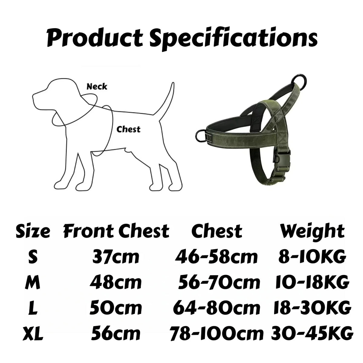 Heavy-Duty No-Pull Dog Harness with Reflective Vest
