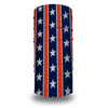 A tube bandana featuring the design of the USA flag with red and white stripes and blue stars.