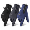 Trois paires de gants de vélo et de conduite noirs et bleus imperméables, vue de la paume