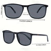 Black vintage square sunglasses with a dark gray lens and black frame.