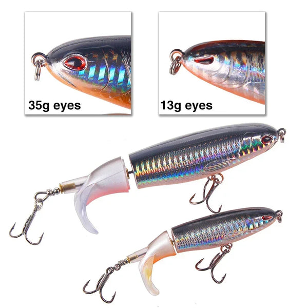 Appâts de pêche Topwater popper avec yeux de 35g et 13g.