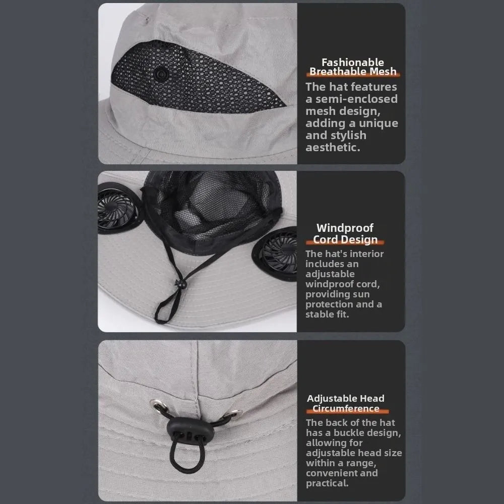 Solar-Powered Cooling Fan Hat with UV Protection