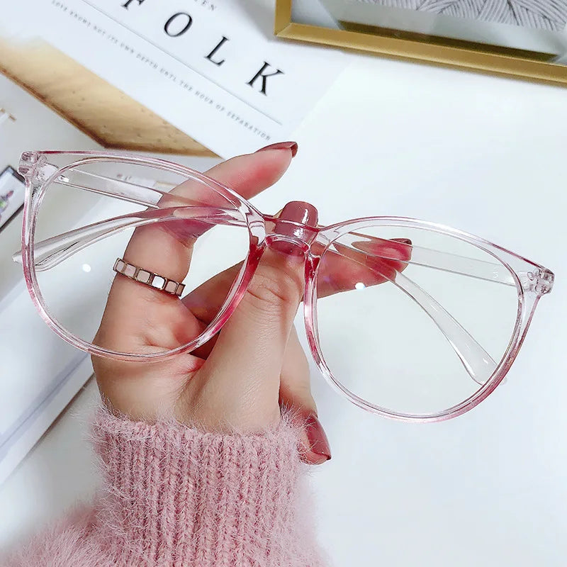 Women's Round Frame Blue Light Blocking Myopia Glasses