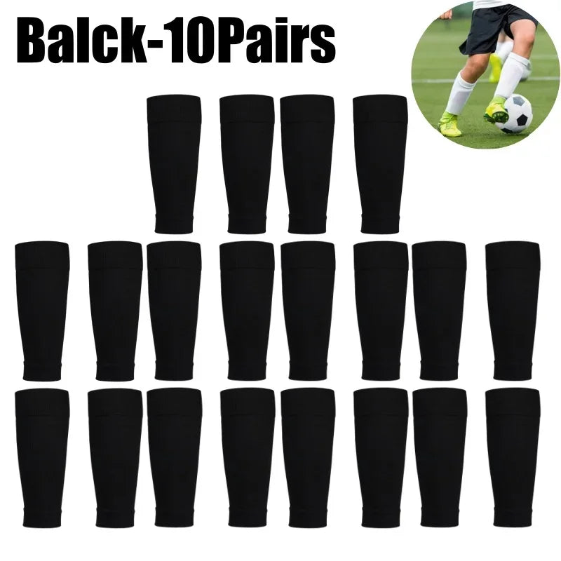 A set of ten pairs of black compression sports socks for football and team activities.