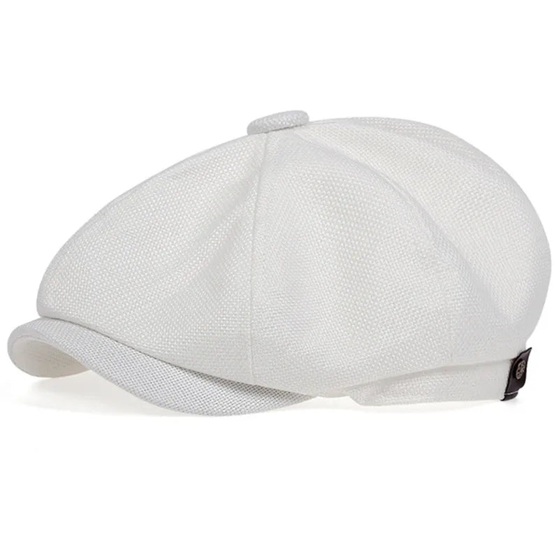 Unisex Linen Newsboy Cap – Retro Octagonal Beret