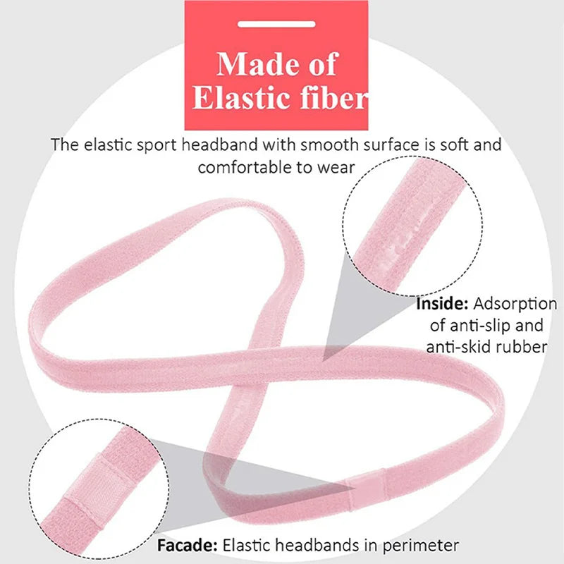 Pinkes elastisches Sport-Headband mit glatter Oberfläche und rutschfester Gummi-Innenseite.