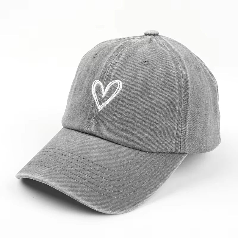 Peach Heart Embroidered Baseball Cap
