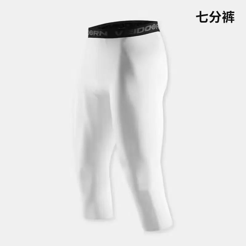 White men's compression leggings for athletic training