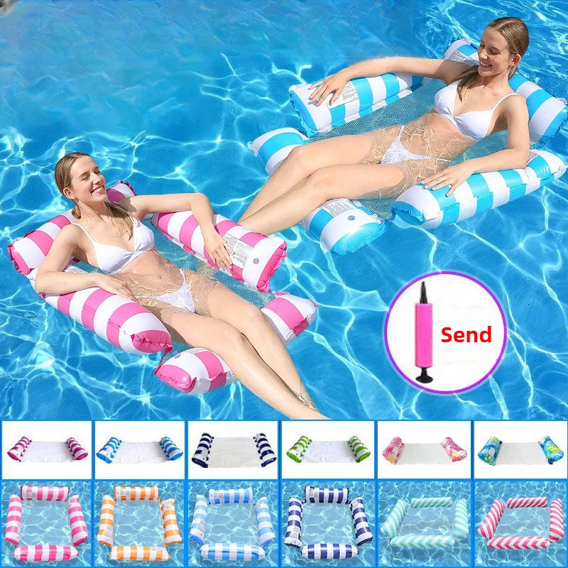 Striped Inflatable Pool Hammock for Adults