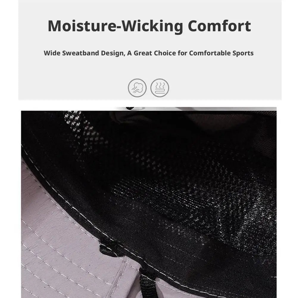 Mosquito Net Sun Hat with Wide Brim and Adjustable Chin Strap