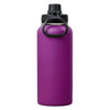 A purple insulated stainless steel vacuum water bottle with a black cap and loop.
