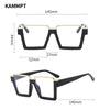 A pair of black and gold square semi-rim metal eyeglasses shown from the front and side.