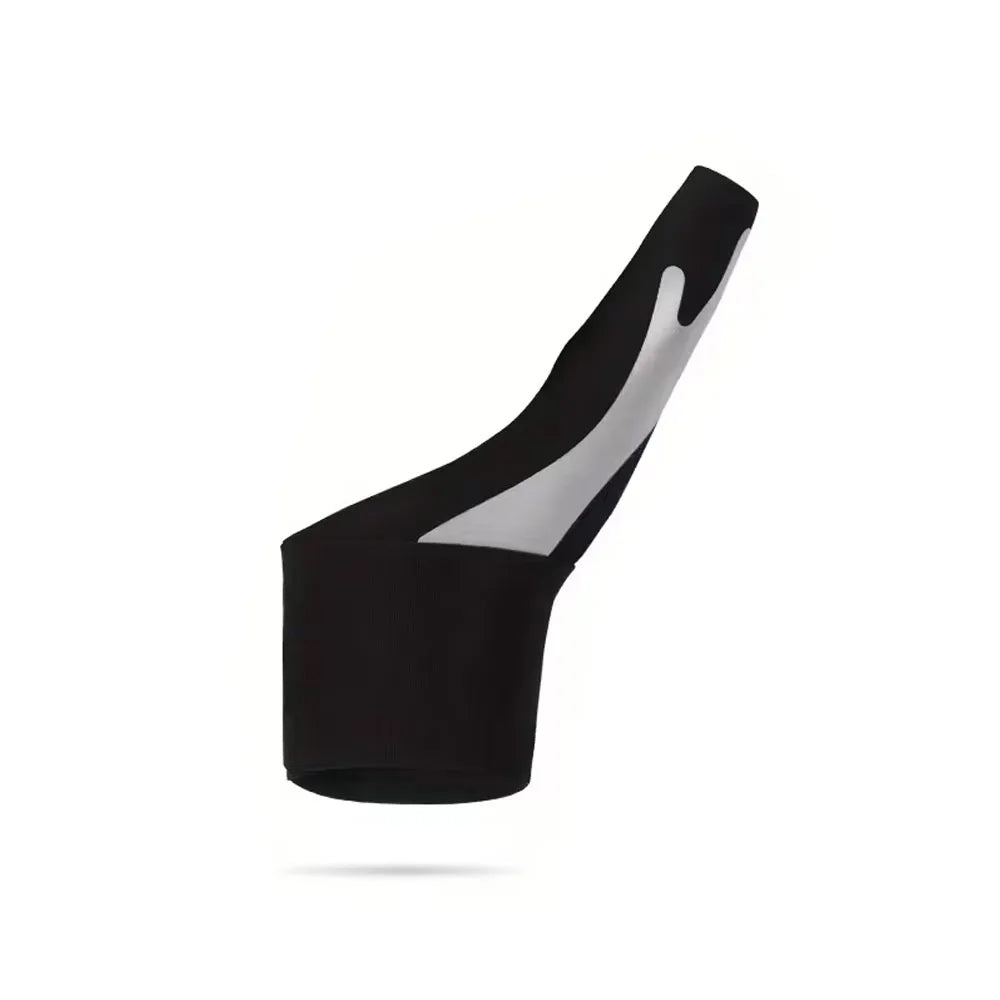 Black orthopedic thumb tendon sheath wrist guard shown from the side.