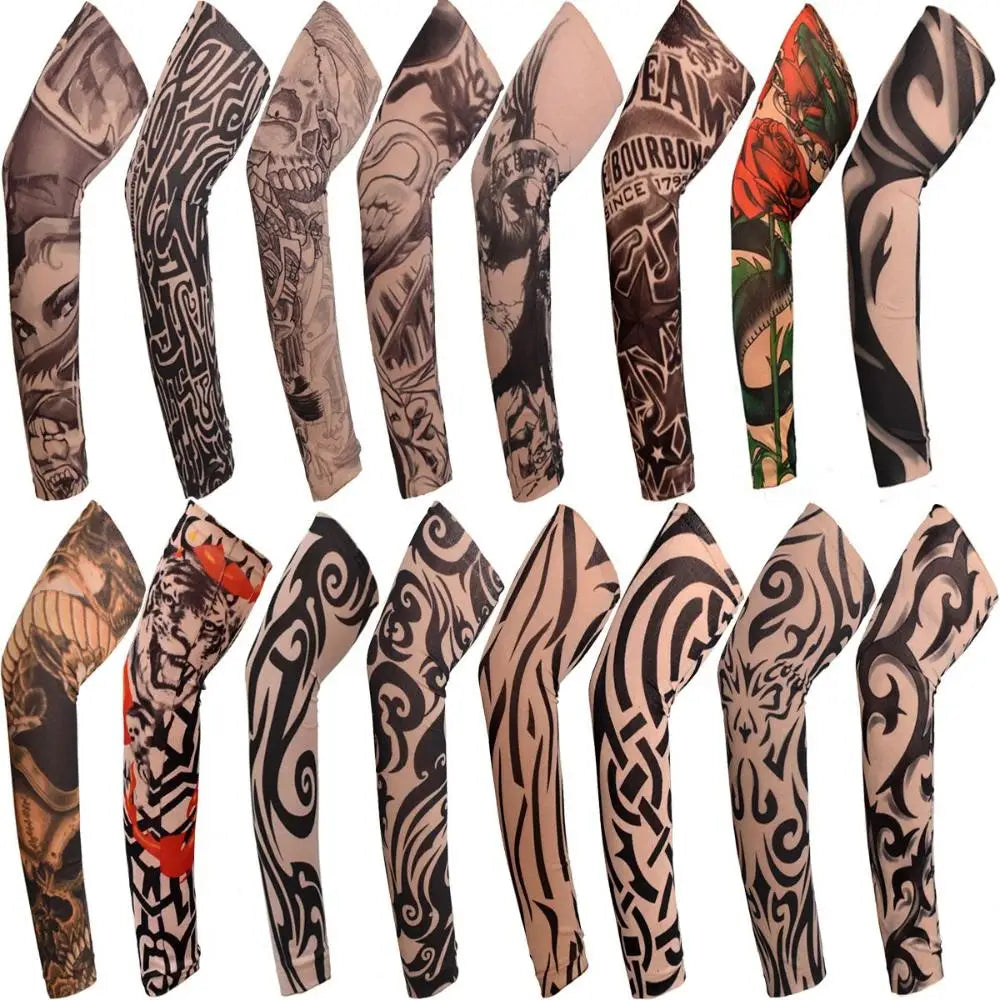 Cooling UV Protection Arm Sleeves with Tattoo Design
