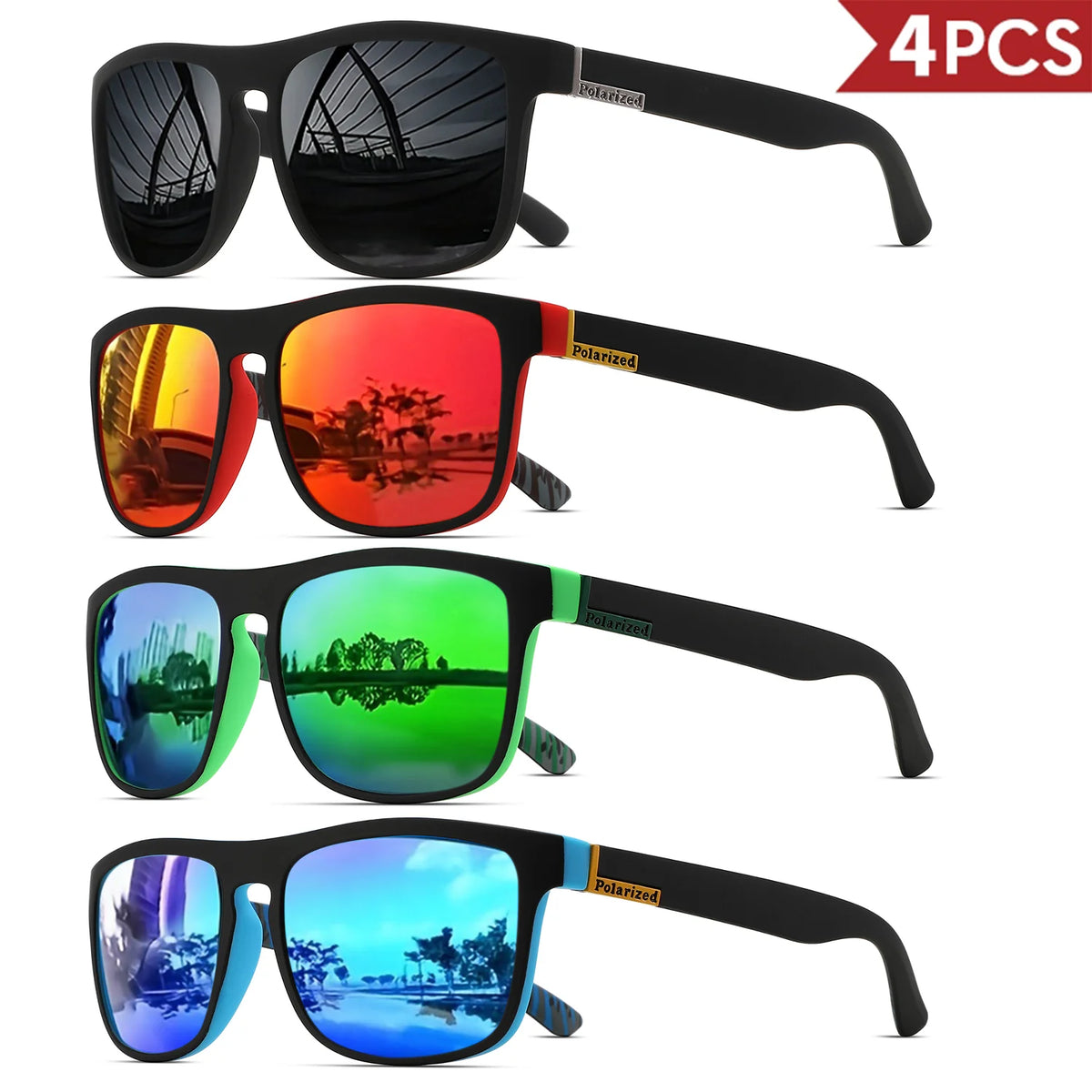 Classic Square Polarized Sunglasses with UV400 Protection for Driving, Fishing & Outdoor Wear