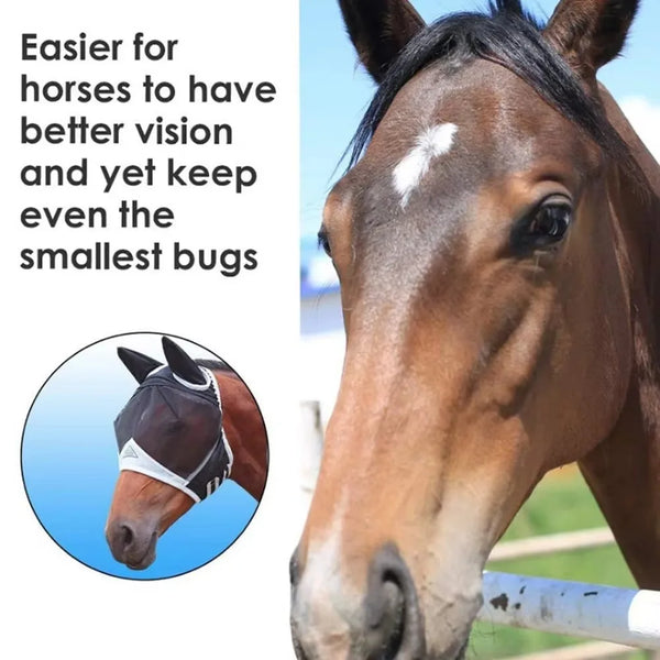 Breathable Horse Fly Mask with Adjustable Mesh