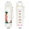 Front and back views of a white insulated straw tumbler for hydration