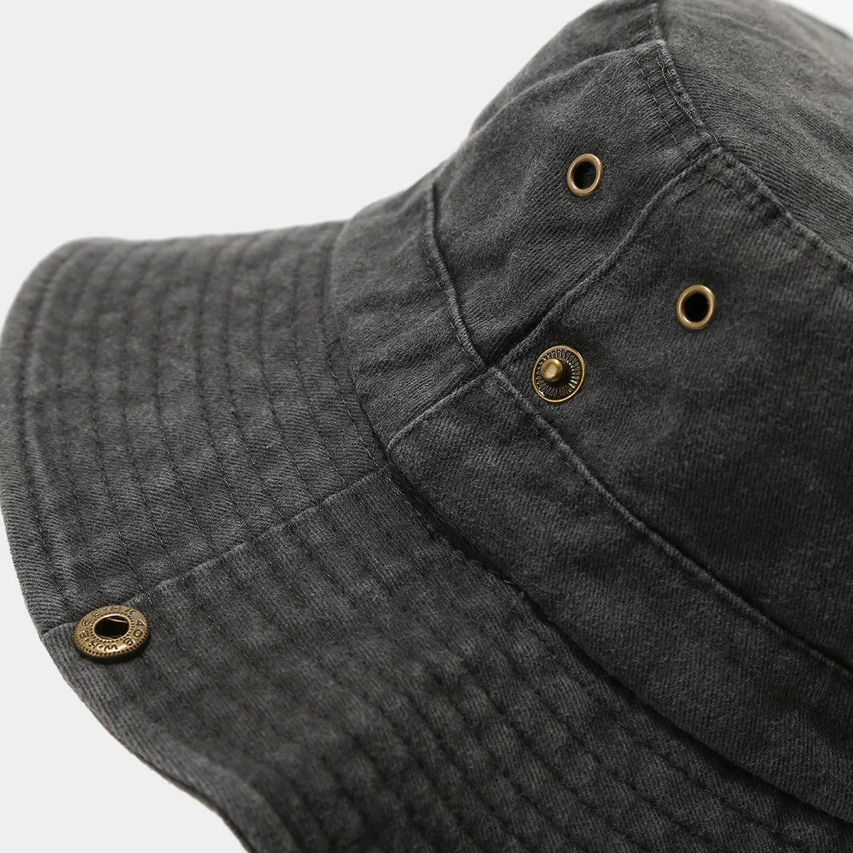 Washed Cotton Bucket Hat with Embroidery – Unisex Wide Brim for Outdoor Adventures
