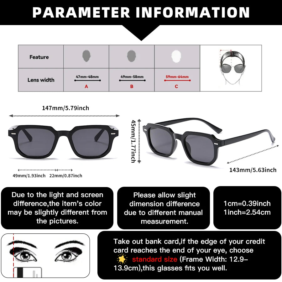 Retro Square Sunglasses with Rivet Accents for Men