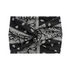 Schwarbes Tuch zu einem Bandana-Stirnband mit weißem Paisley- und geometrischem Muster