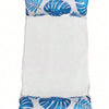 White inflatable pool float hammock with blue tropical leaf pattern
