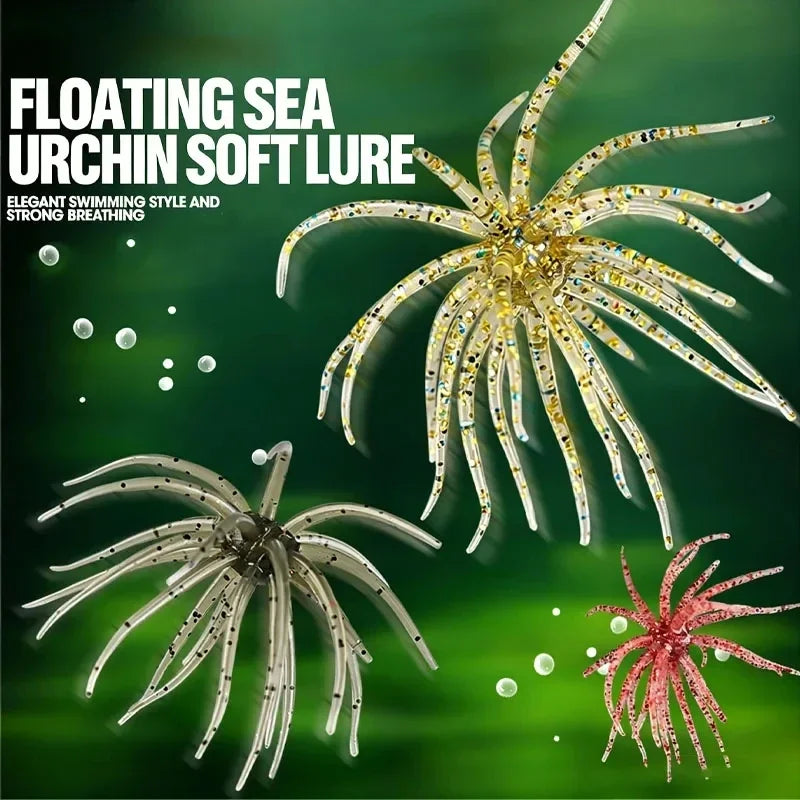 Realistic Sea Urchin Soft Fishing Lures - 10 Pack
