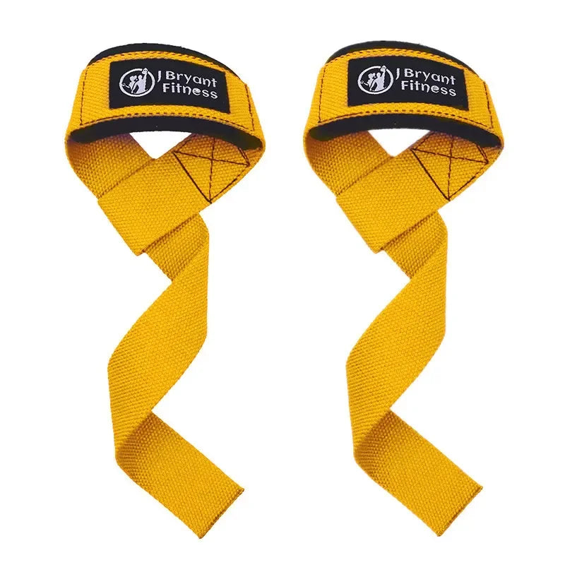 Yellow Bryant Fitness gym wrist strap with black branding